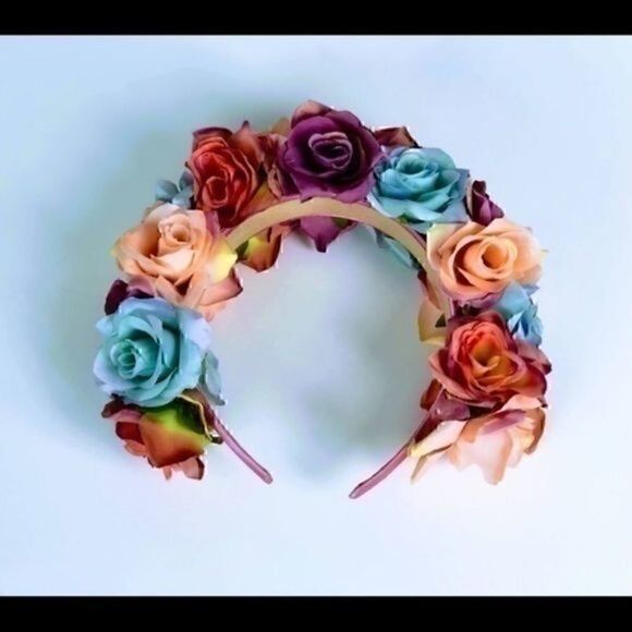 Stunning Handmade Colorful/Pastel Spring Rose Goddess Flower Crown main image 5